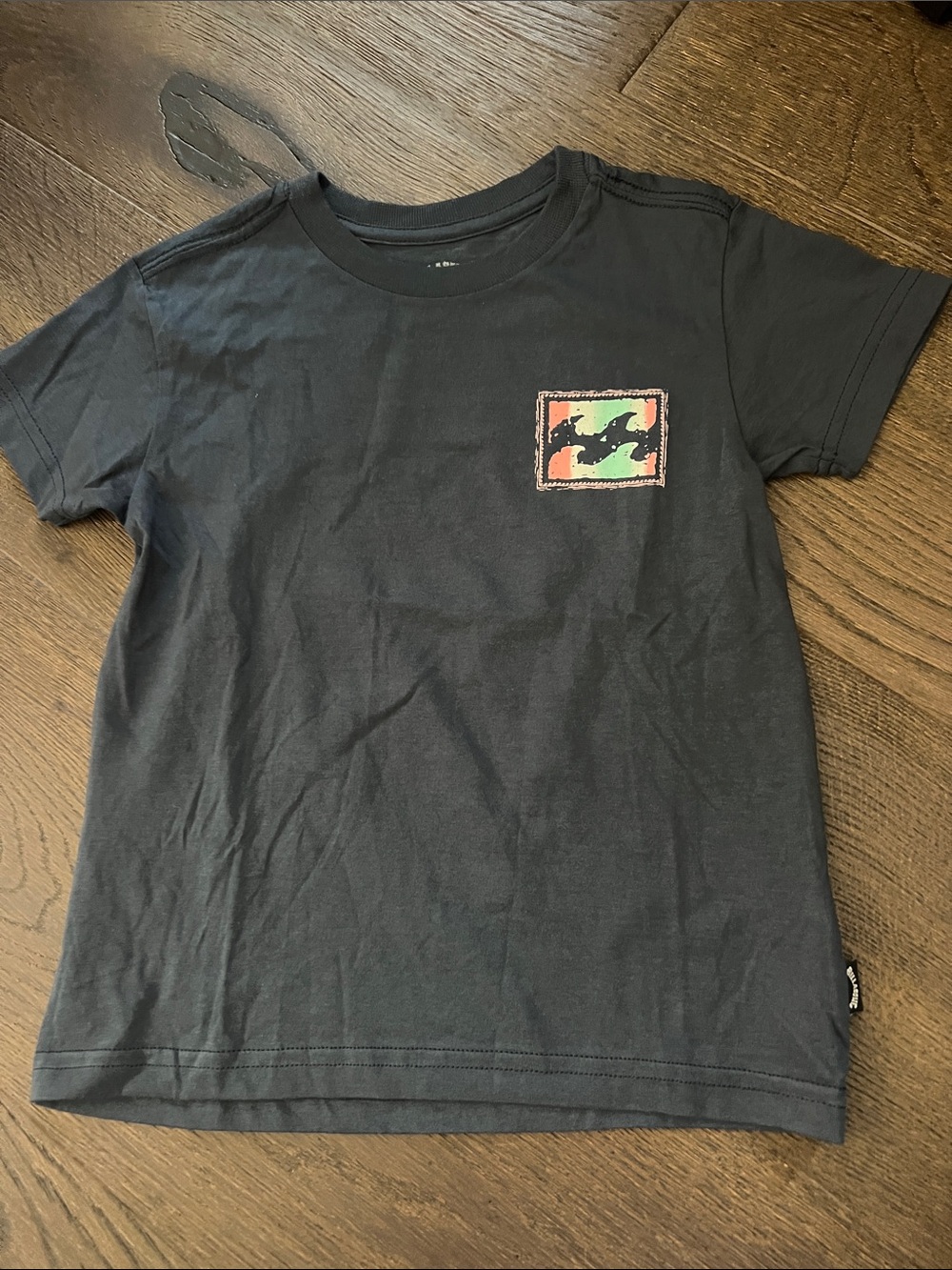 Billabong Kids Black Graphic Tee with Shark Patch